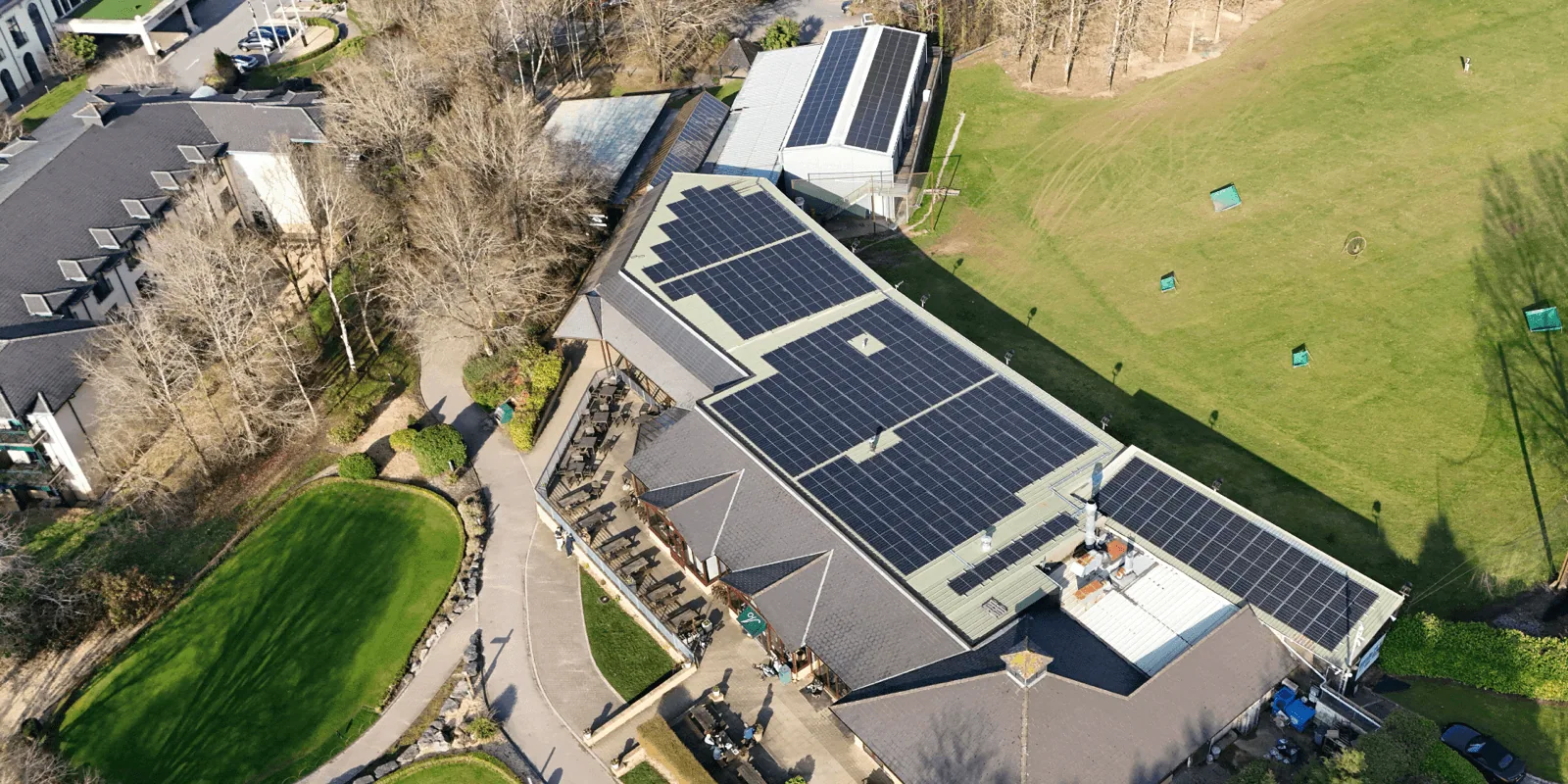 Industrial rooftop solar PV installation on commercial hospitality estate